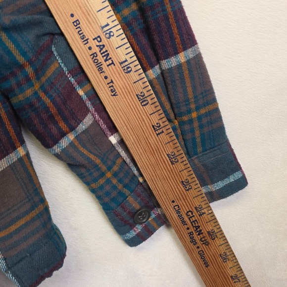 Rustic Ridge Sherpa Lined Flannel Shirt Womens L Blue Plaid Cozy Button Shacket - Picture 6 of 16